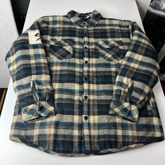 Gifts of Fortune Tomahawk Quilted Plaid Flannel Jacket Long Sleeve Button Up L - Picture 11 of 16